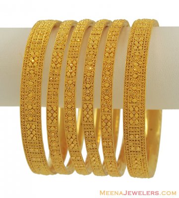 Gold Bangles with Filigree designs ( Set of Bangles )