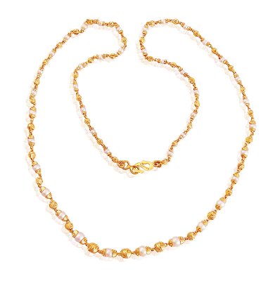 22K Gold Pearl Balls Designer Chain ( 22Kt Gold Fancy Chains )