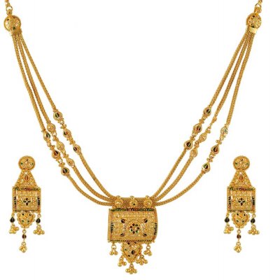22 Kt MeenaKari Necklace Set ( 22 Kt Gold Sets )