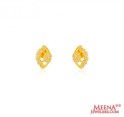 22 kt Gold Tops with CZ  ( Signity Earrings )