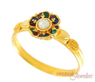 Gold Enamel Ring ( Ladies Gold Ring )