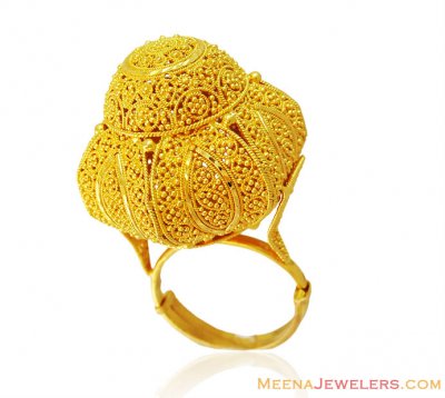 Ladies 21K Gold Fancy Filigree Ring ( Ladies Gold Ring )