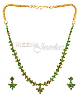 22 Kt Gold Emerald Set ( Combination Necklace Set )