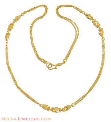 Indian Gold Layered Chain ( 22Kt Gold Fancy Chains )
