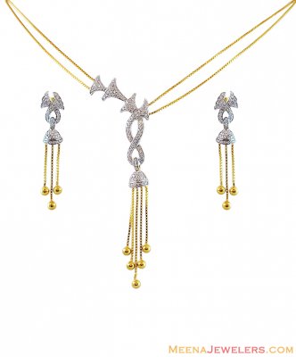 22K Classic Stone Necklace Set ( Gold Designer Sets )