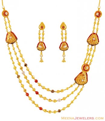 Exclusive Layered Gold Necklace Set ( 22 Kt Gold Sets )
