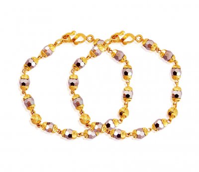22k Gold Maniya 2PCs ( Black Bead Bracelets )