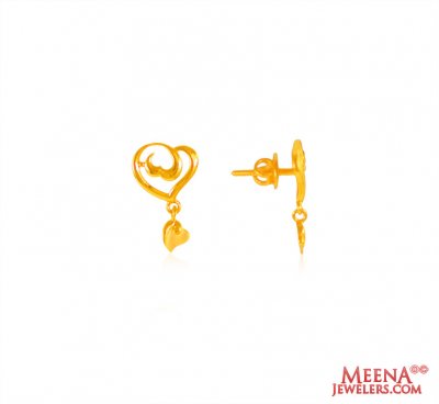 22K Yellow Gold Fancy Earrings   ( 22Kt Gold Fancy Earrings )