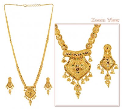22Kt Gold Patta with MeenaKari ( Bridal Necklace Sets )