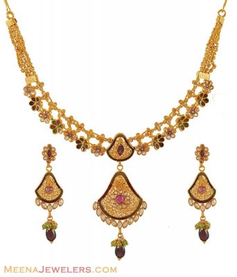 Gold Antique Designer Necklace ( Antique Necklace Sets )