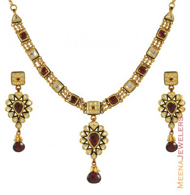 22k Kundan Necklace Set ( Antique Necklace Sets )
