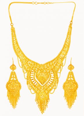 22K Gold Necklace Earring Set ( 22 Kt Gold Sets )