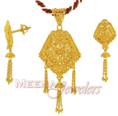 Gold Earring and Pendant Set ( Gold Pendant Sets )