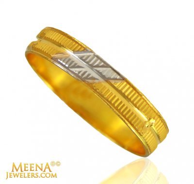22 kt Gold Two Tone Ring Band ( Ladies Gold Ring )