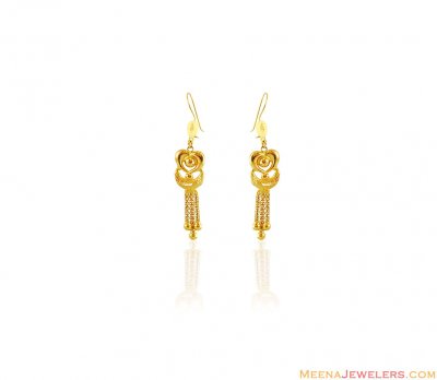 21K Gold Long Earring ( 22Kt Gold Fancy Earrings )