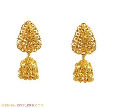Indian Jhumki Earrings (22K) ( 22Kt Gold Fancy Earrings )