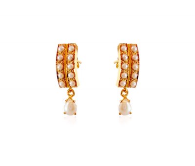 Fancy 22K Gold Pearls Earrings ( Signity Earrings )