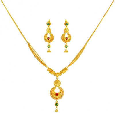 22k Gold Designer Necklace Set ( Gold Designer Sets )
