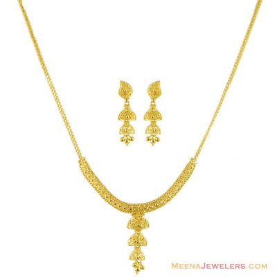 22k Indian Gold Necklace Set ( Light Sets )