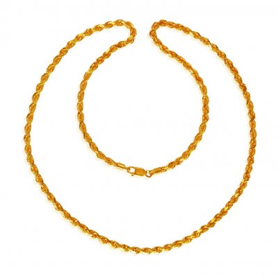 22Kt Gold Rope Chain 24In ( Men`s Gold Chains )