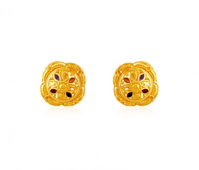 22k Meenakari Earrings ( 22 Kt Gold Tops )