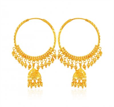 22Kt Gold Hoops Jhumkas Earring ( Hoop Earrings )