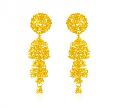 22k Layered Chandelier Earrings  ( 22Kt Gold Fancy Earrings )
