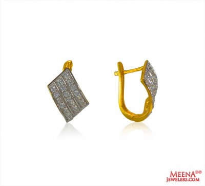 22K Gold CZ Earrings ( Clip On Earrings )