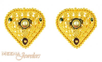 22Kt Gold Heart Shape Earrings ( 22 Kt Gold Tops )