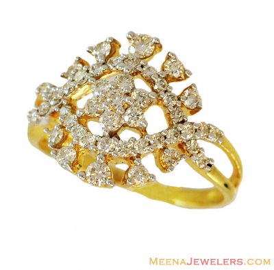 Fancy Diamond Studded Ring 18K Gold ( Diamond Rings )