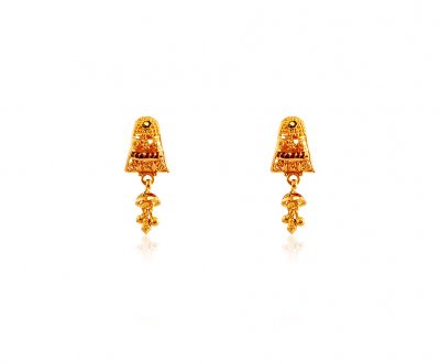 Gold Meenakari Small Earrings ( 22 Kt Gold Tops )