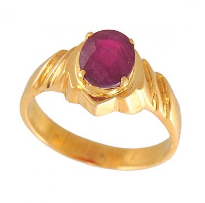 Gold Ring with Ruby  ( Ladies Rings with Precious Stones )
