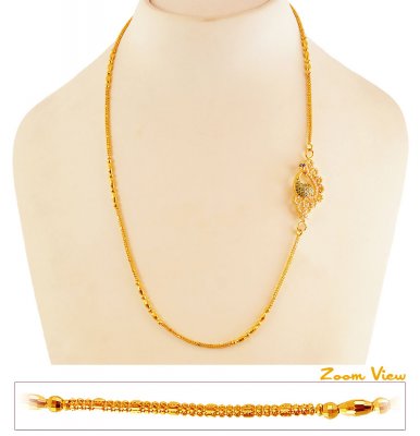 22K Gold Side Pendant Peacock Chain ( 22Kt Gold Fancy Chains )