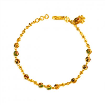 22kt Gold Meenakari Balls Bracelet  ( Ladies Bracelets )