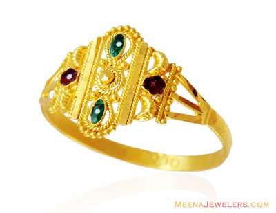 Fancy Meena 22k Gold Ring ( Ladies Gold Ring )