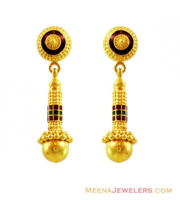 Long Meenakari Earrings 22k Fancy ( 22Kt Gold Fancy Earrings )