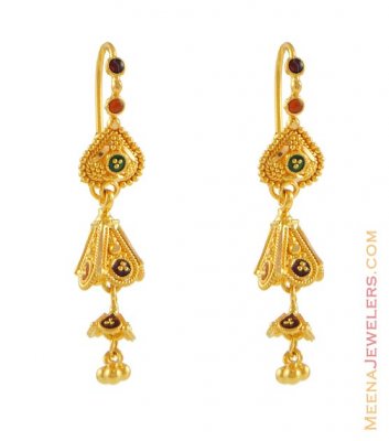 Gold earring with chandelier  ( 22Kt Gold Fancy Earrings )