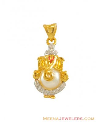 Ganesha Pendant with Pearls and CZ ( Ganesh, Laxmi and other God Pendants )