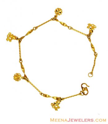 22K Gold Fancy Charm Bracelet ( Ladies Bracelets )