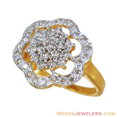 18k Yellow Gold Floral Diamond Ring ( Diamond Rings )