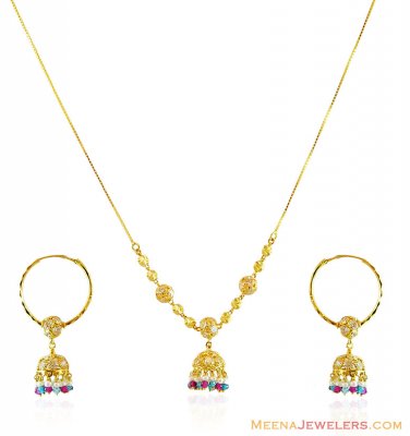 Colorful Balls Gold Necklace Set ( Light Sets )