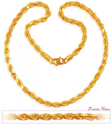 Mens 22K Rope Chain (22 Inch) ( Men`s Gold Chains )