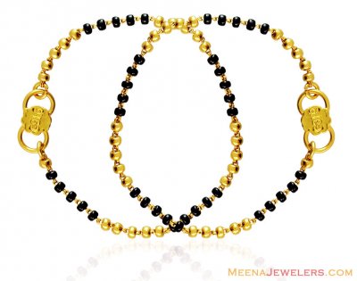 Black Bead Bracelet 22k Gold (Pair) ( Black Bead Bracelets )