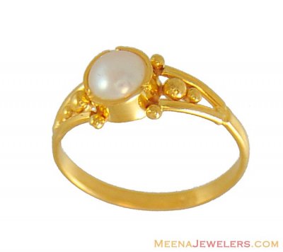 22k Gold Baby Ring With Pearl ( 22Kt Baby Rings )