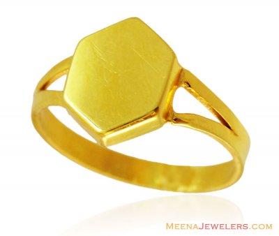 Hexagon Shaped Mens 22K Ring  ( Mens Gold Ring )