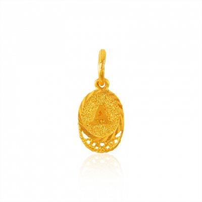 22K Gold Pendant with Initial (A) ( Initial Pendants )