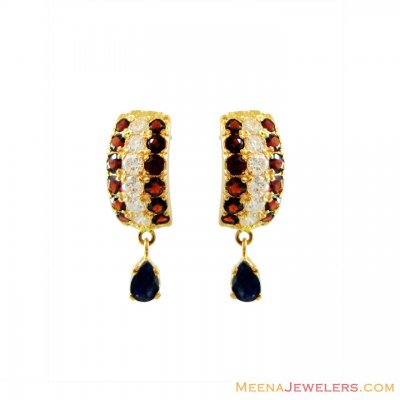 Gold Precious Stones Earrings ( Precious Stone Earrings )
