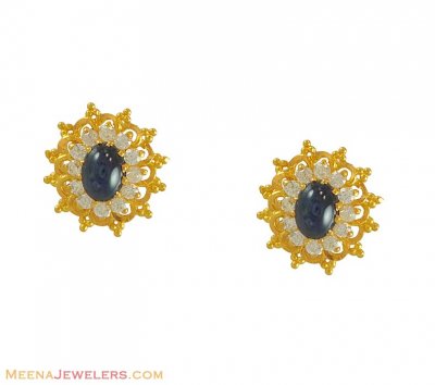 Gold Earrings with CZ ( Precious Stone Earrings )