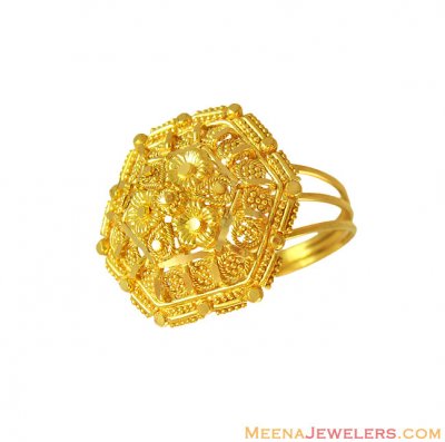22K Fancy Ladies Gold Ring ( Ladies Gold Ring )