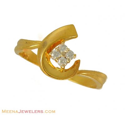 22k Gold Studded Ring ( Ladies Signity Rings )